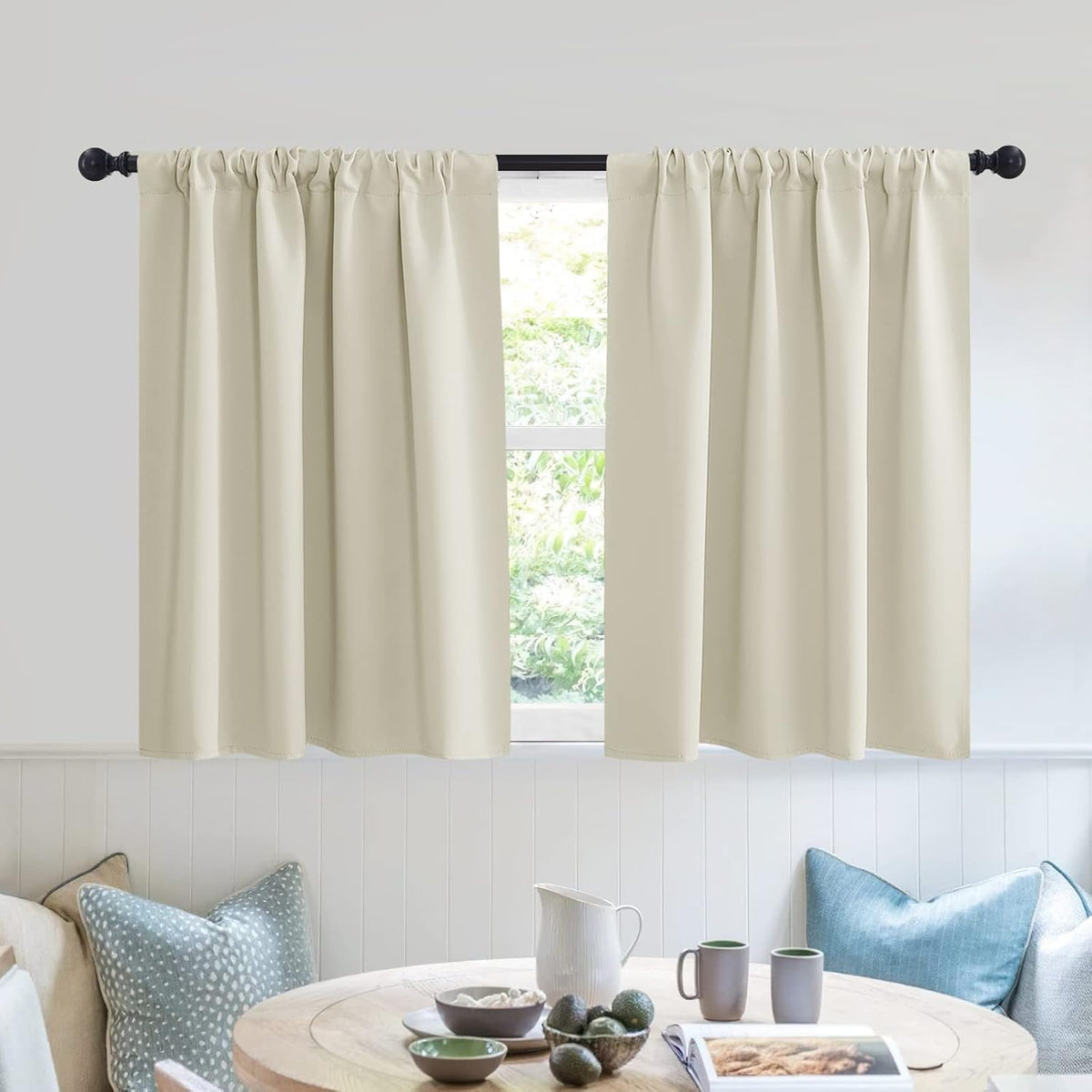 30"L x 42"W polyester curtains in Beige
