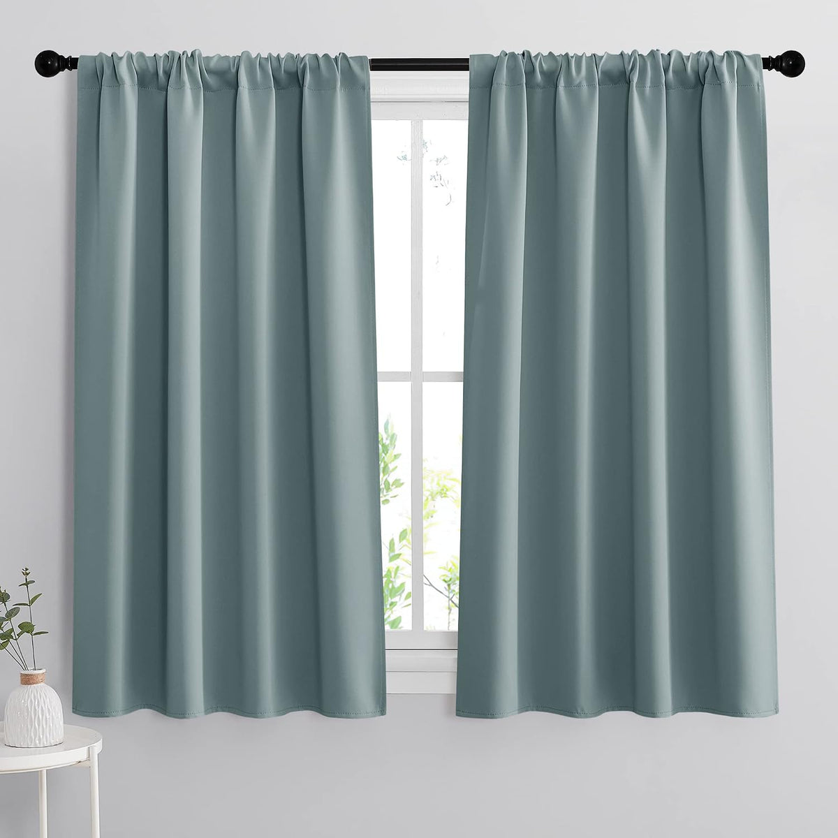 45"L x 42"W polyester curtains in Dusty Blue