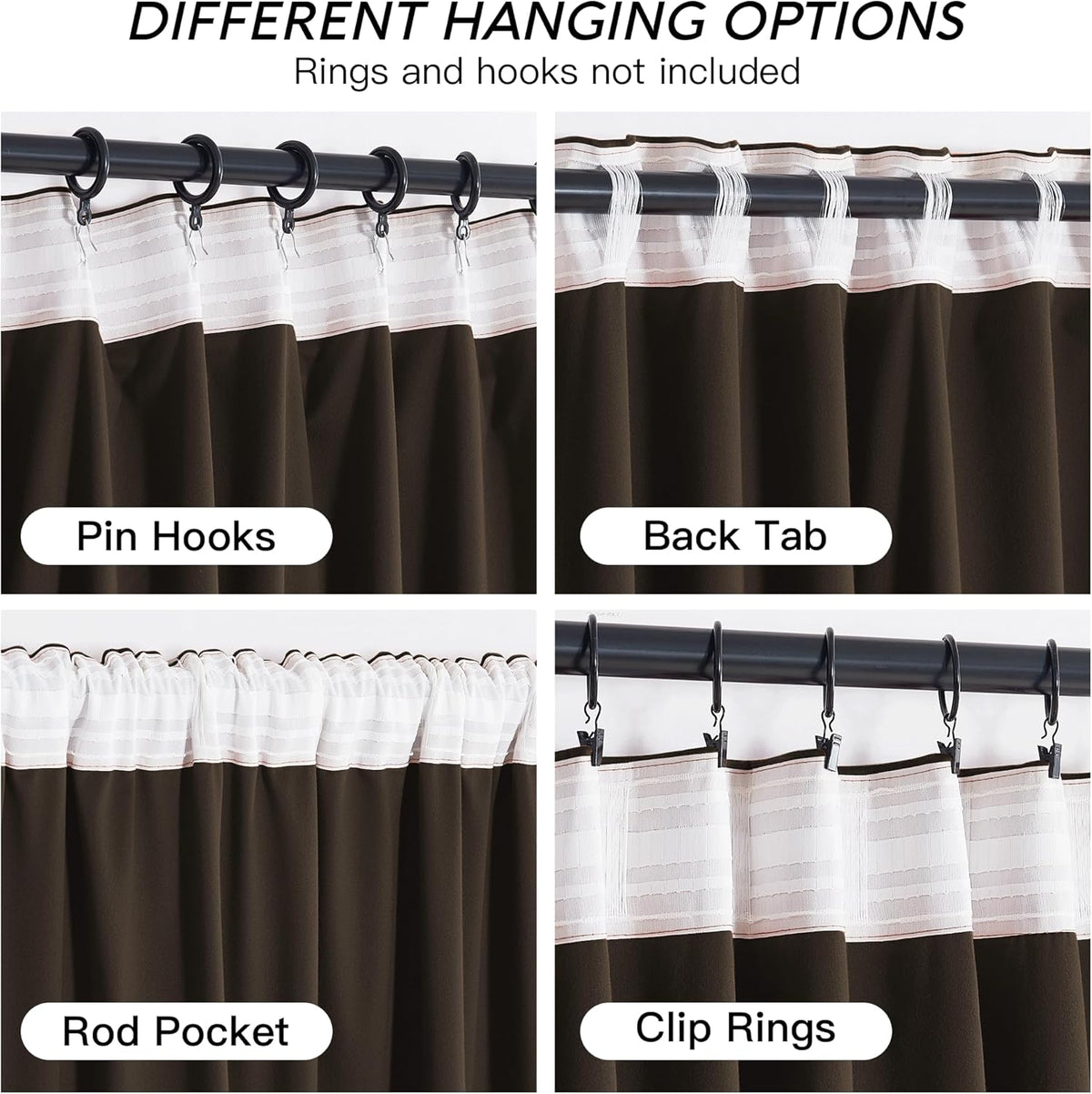 6"L x 62"W velvet curtains in Brown, alternate view 8