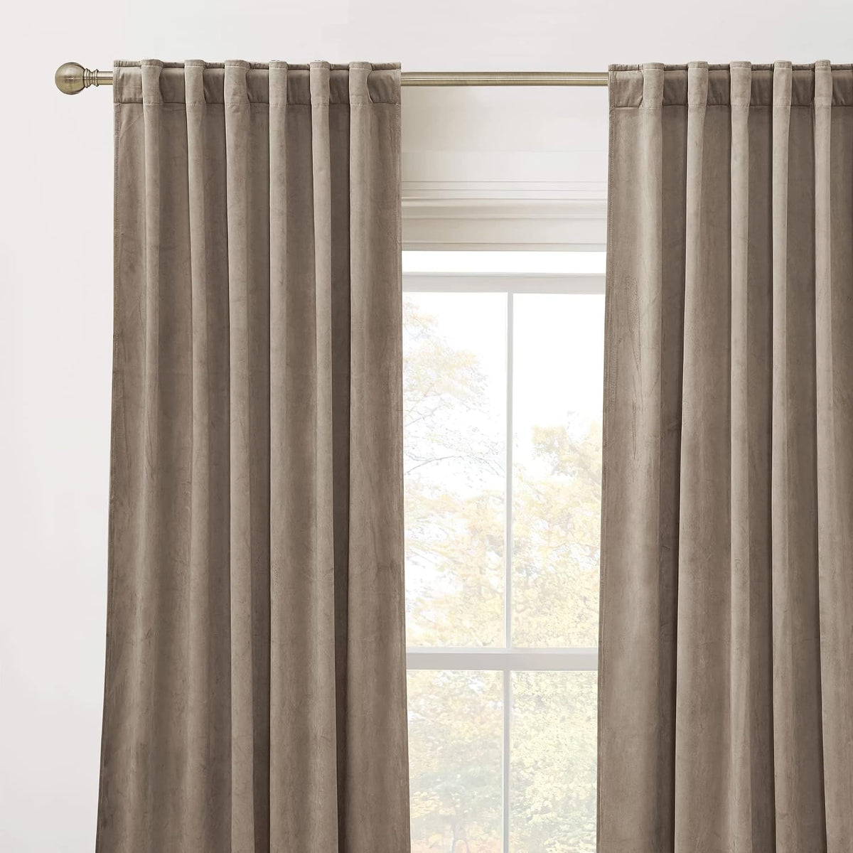 63"L x 42"W velvet curtains in Taupe, alternate view 3