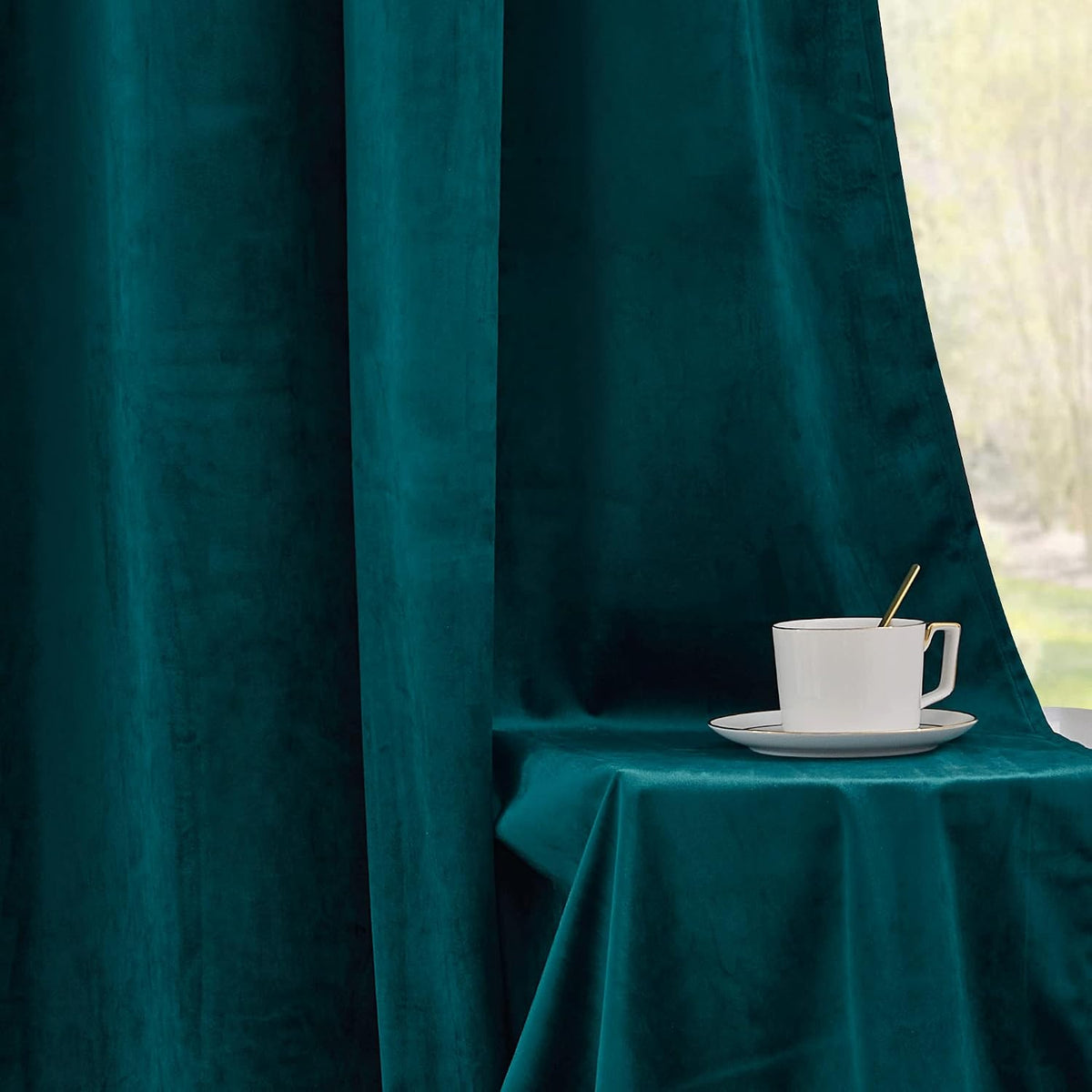 72"L x 52"W fabric curtains in Peacock Blue, alternate view 7
