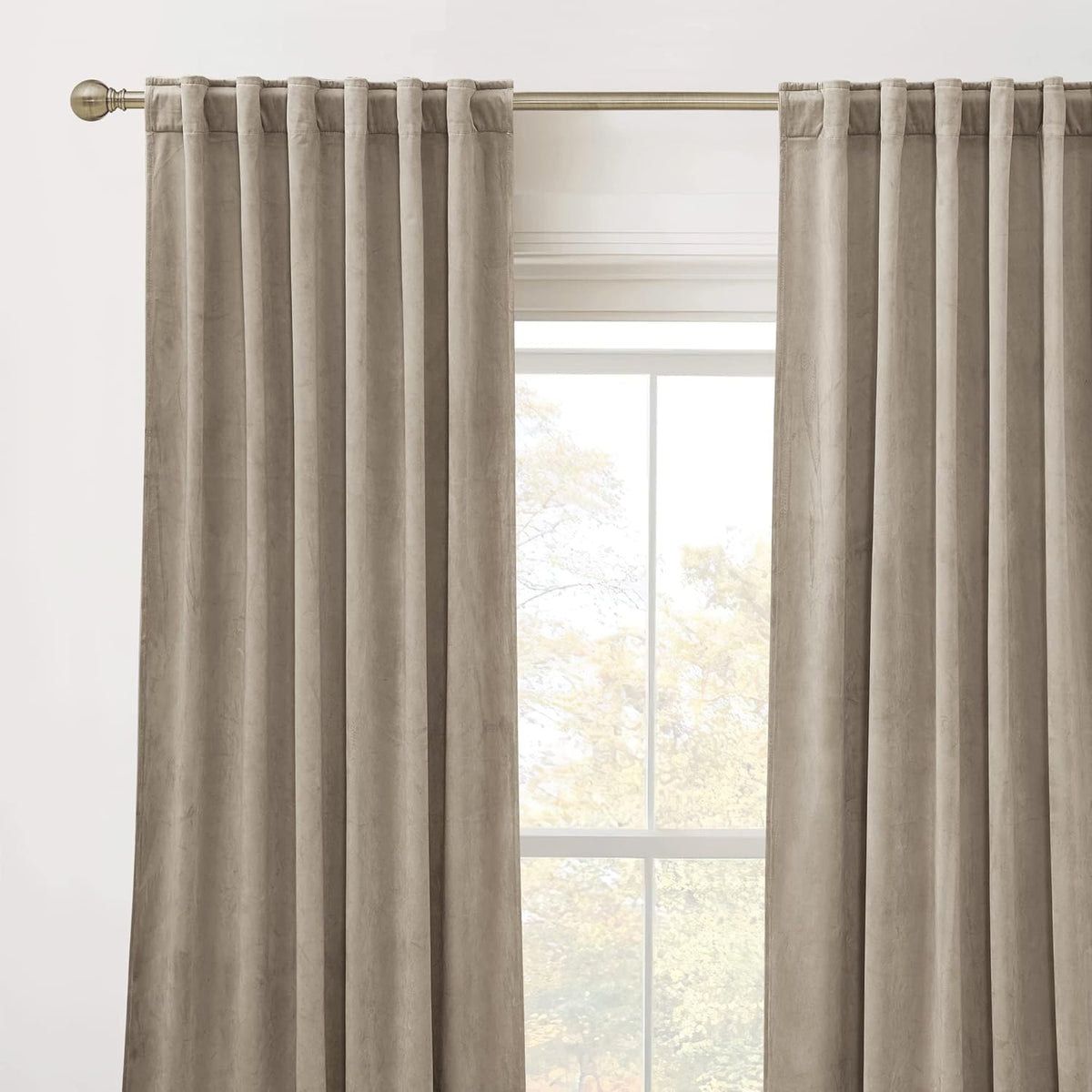 80"L x 52"W velvet curtains in Camel Beige, alternate view 3