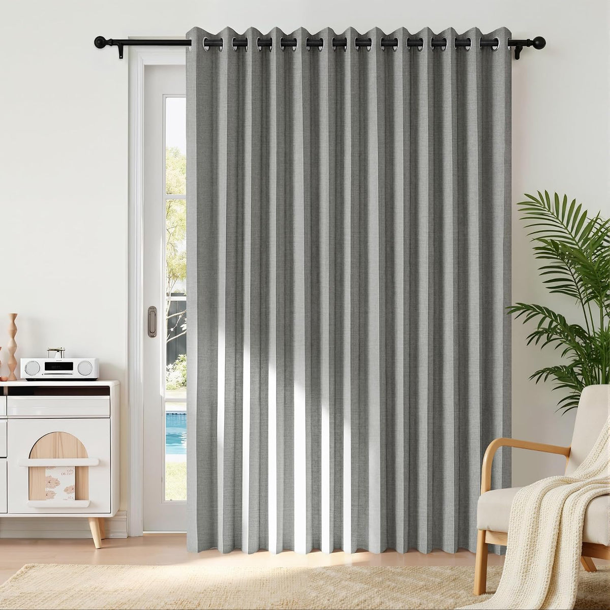 84"L x 100"W polyester curtains in Gray, alternate view 2