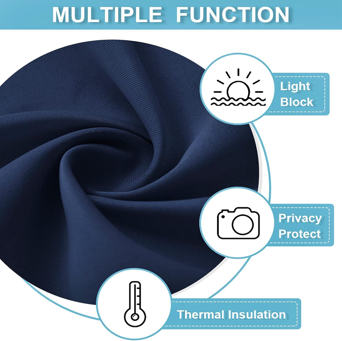 84"L x 150"W fabric curtains in Navy, alternate view 7