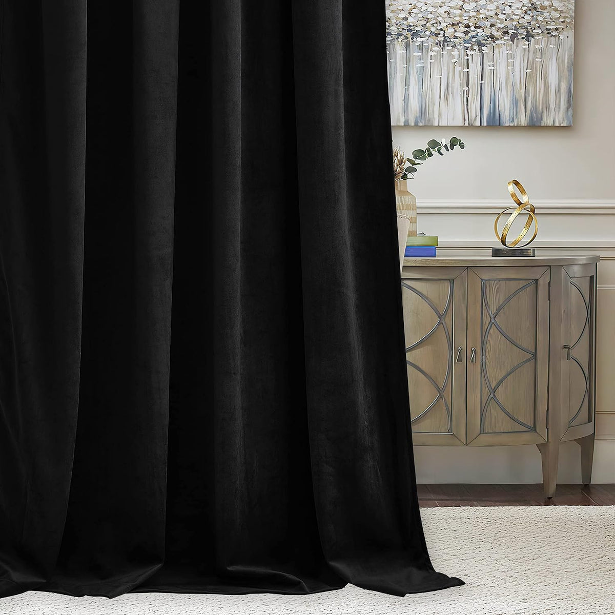 84"L x 52"W fabric curtains in Black, alternate view 7