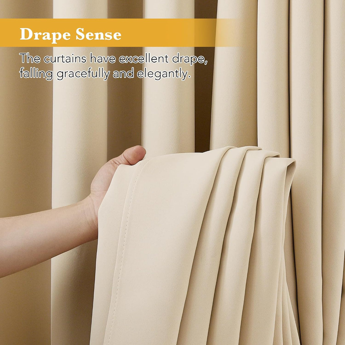 84"L x 80"W polyester curtains in Biscotti Beige, alternate view 6