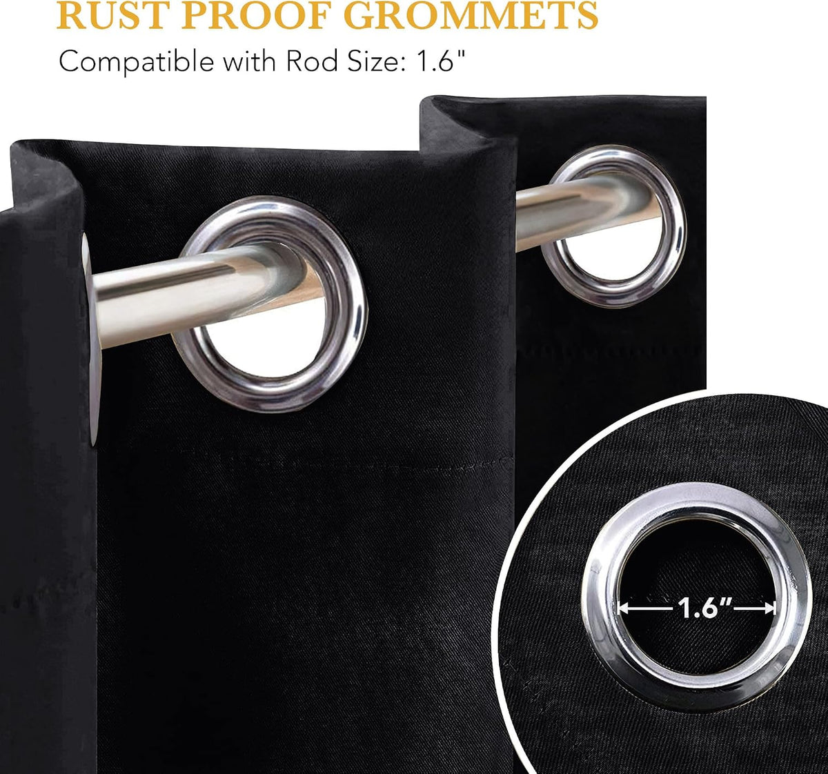 84"L x 80"W polyester curtains in Black, alternate view 7