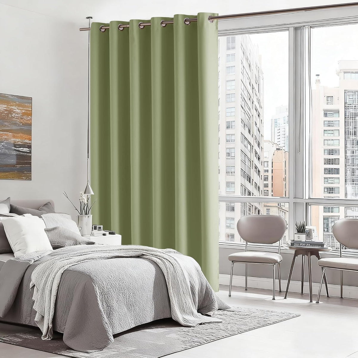 84"L x 80"W polyester curtains in Green, alternate view 3