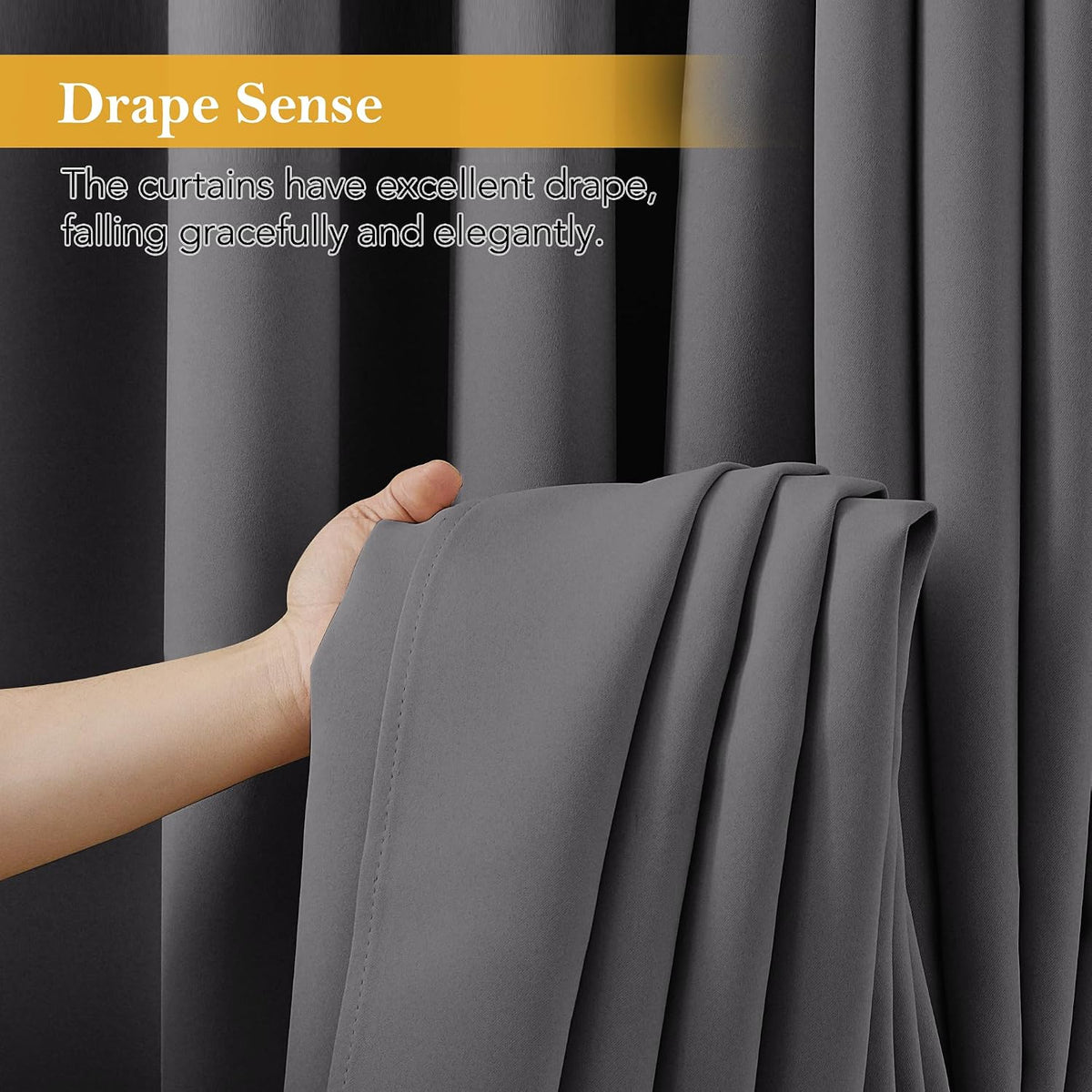 84"L x 80"W polyester curtains in Grey, alternate view 6