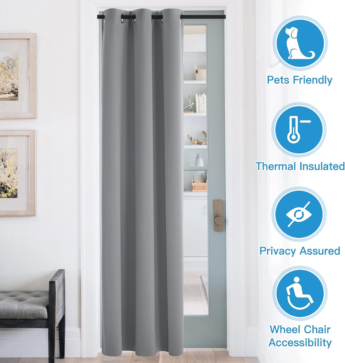 90"L x 60"W polyester curtains in Light Grey, alternate view 3