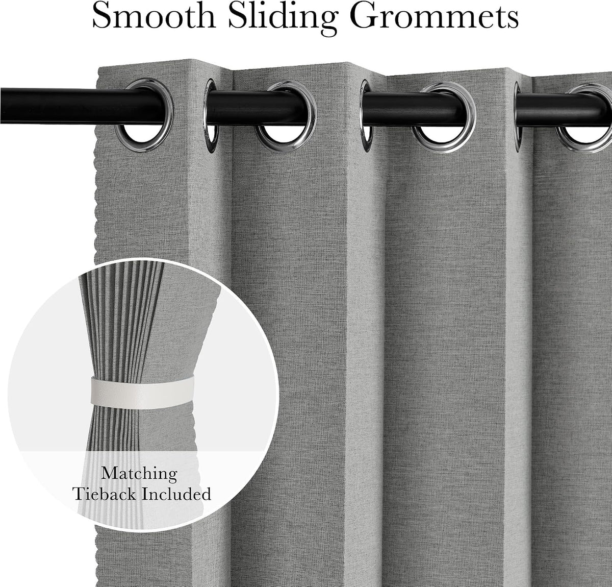 96"L x 100"W polyester curtains in Gray, alternate view 3