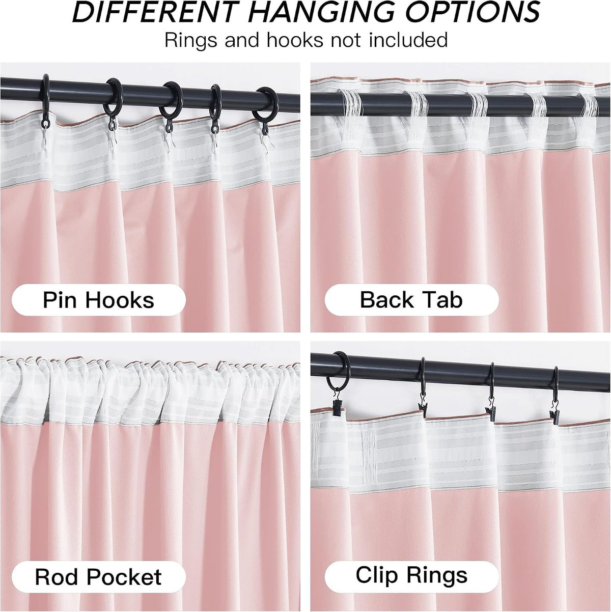 96"L x 52"W fabric curtains in Pink, alternate view 8