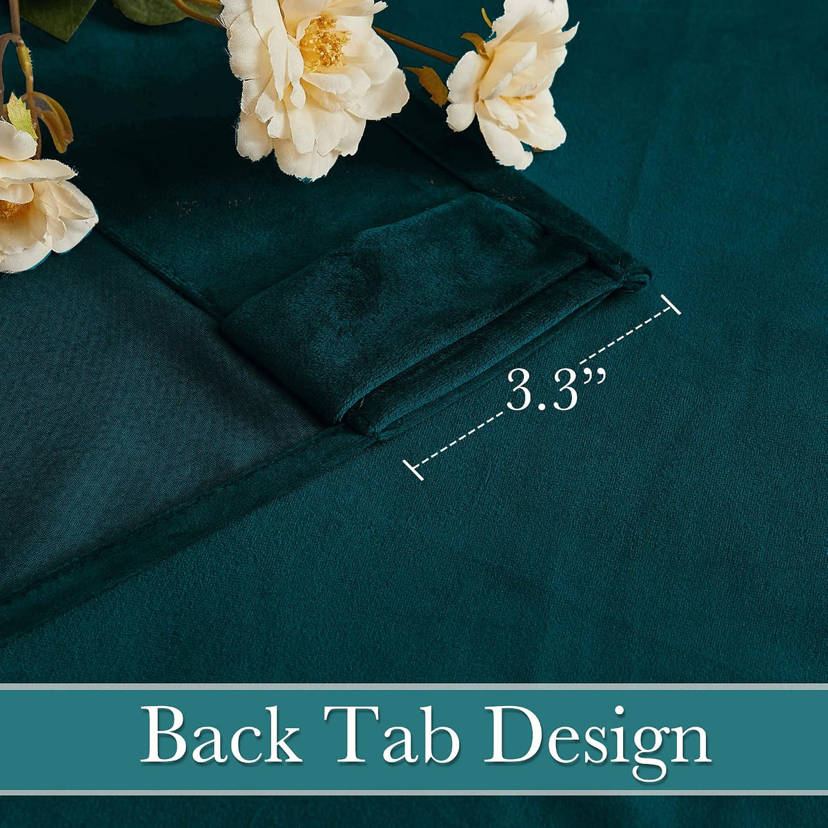 96"L x 62"W velvet curtains in Peacock Blue, alternate view 2