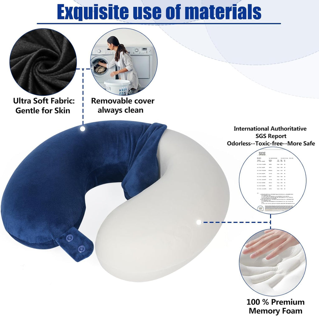 Universal dimensions memory foam travel pillows in Navy Blue(storage Bag), alternate view 4