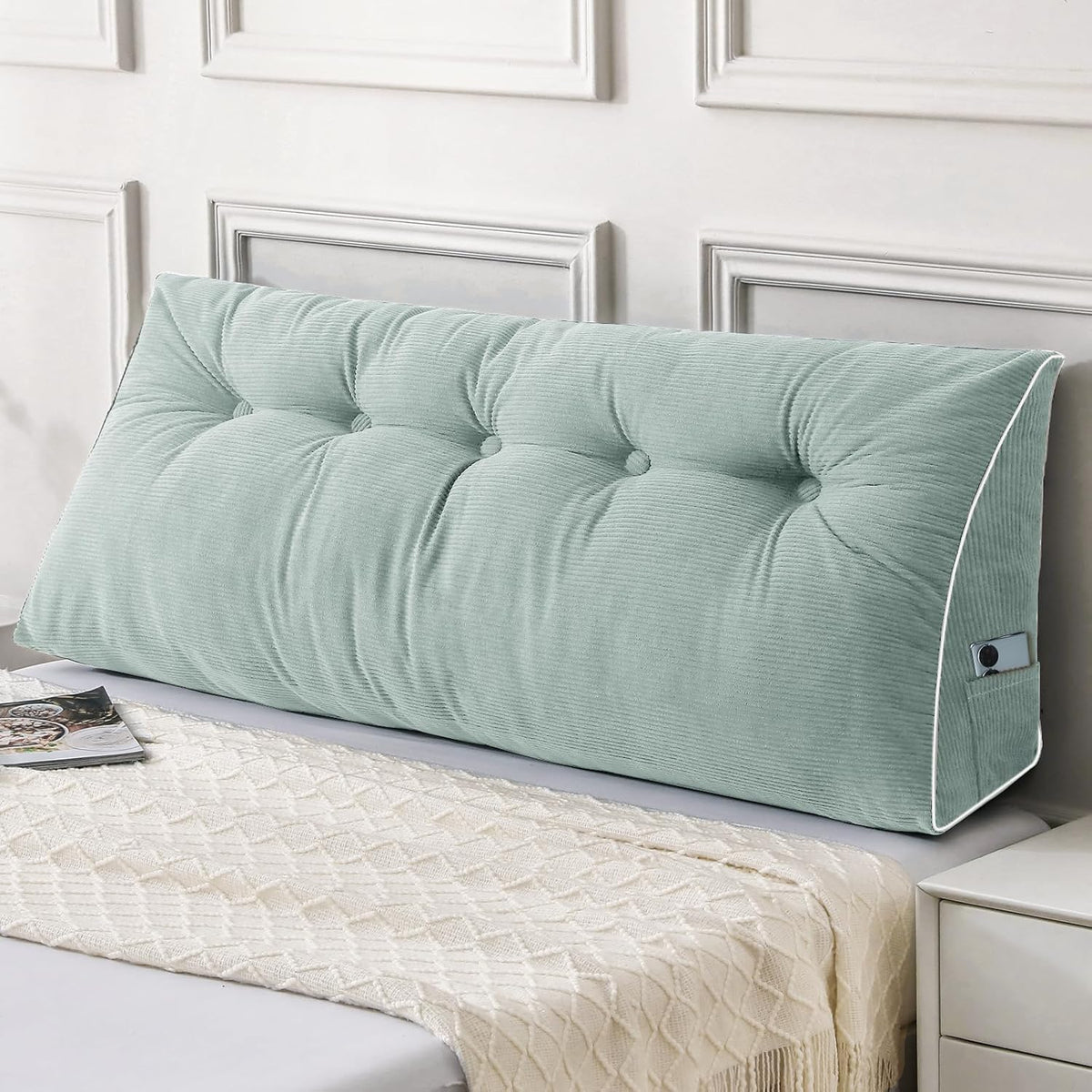 King polyester backrest pillows in Mint Green