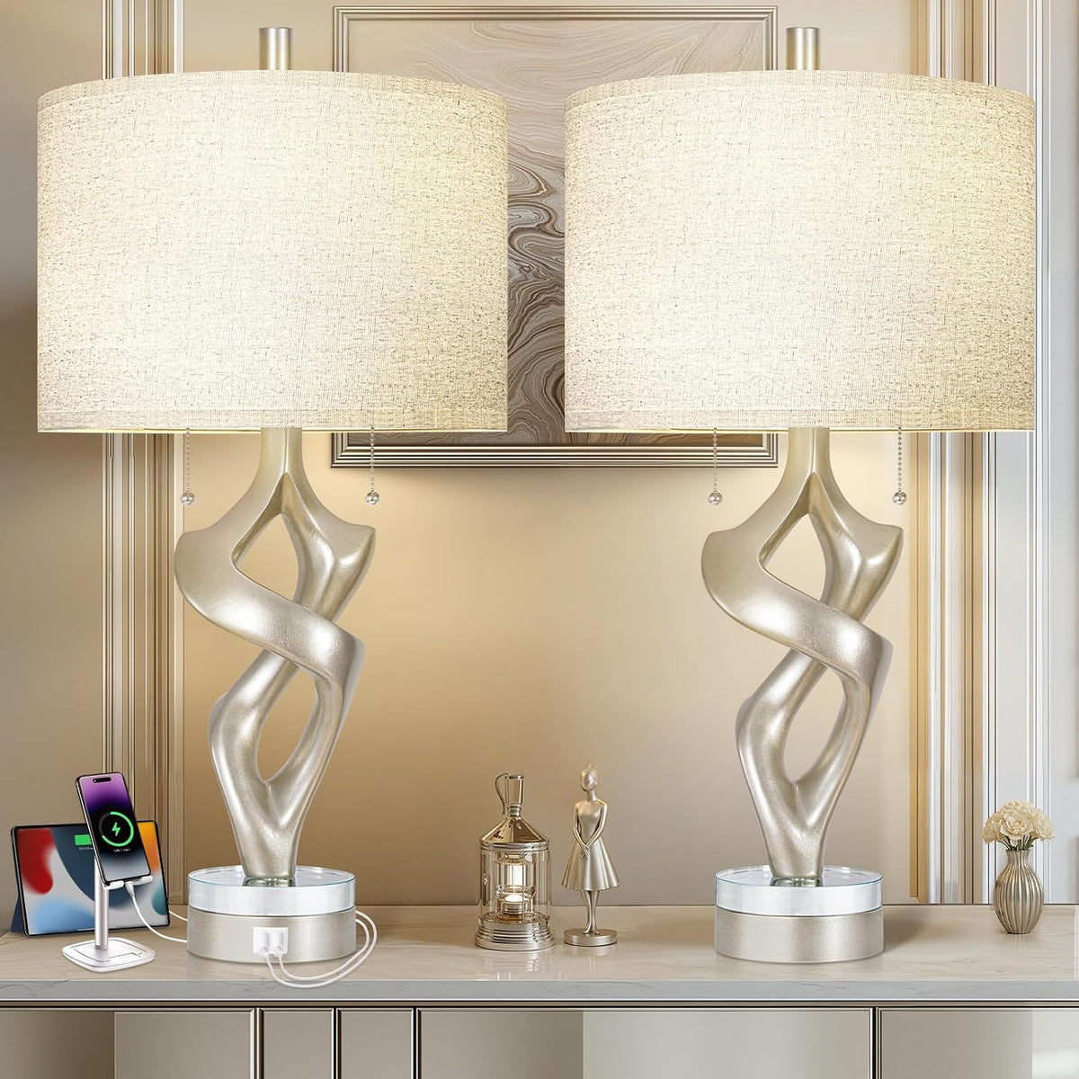 13"D x 13"W x 26"H resin table lamps