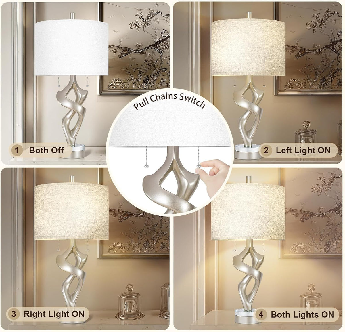 13"D x 13"W x 26"H resin table lamps, alternate view 4