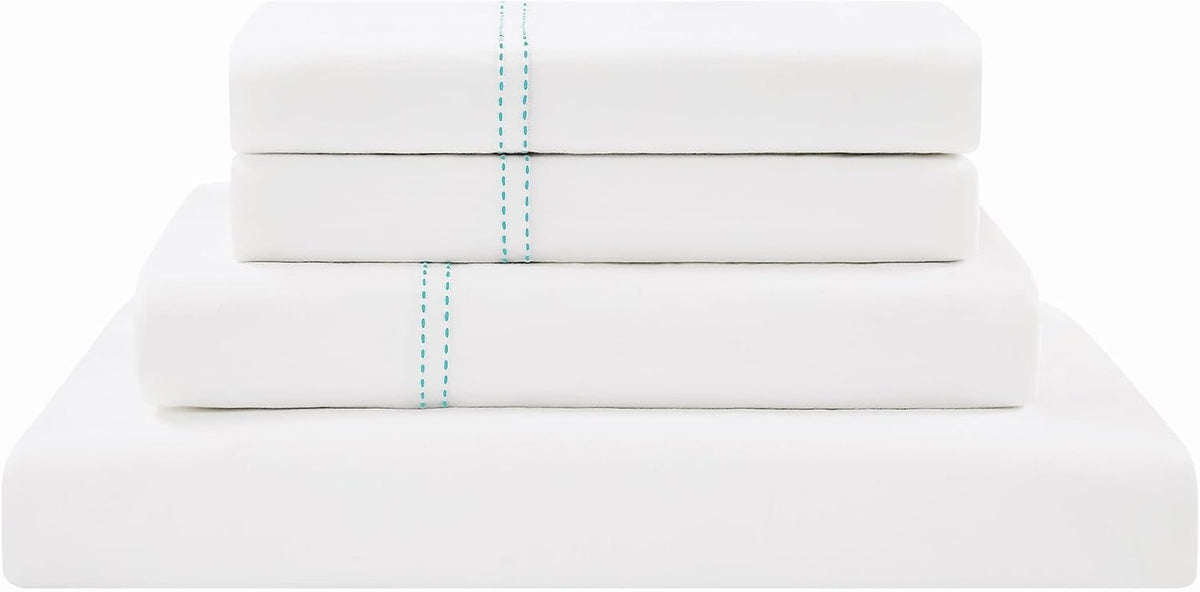 Full cotton bedding sets in White/Seafoam, alternate view 3