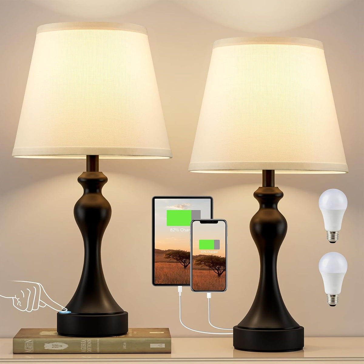 9.5"D x 9.5"W x 19"H metal table lamps