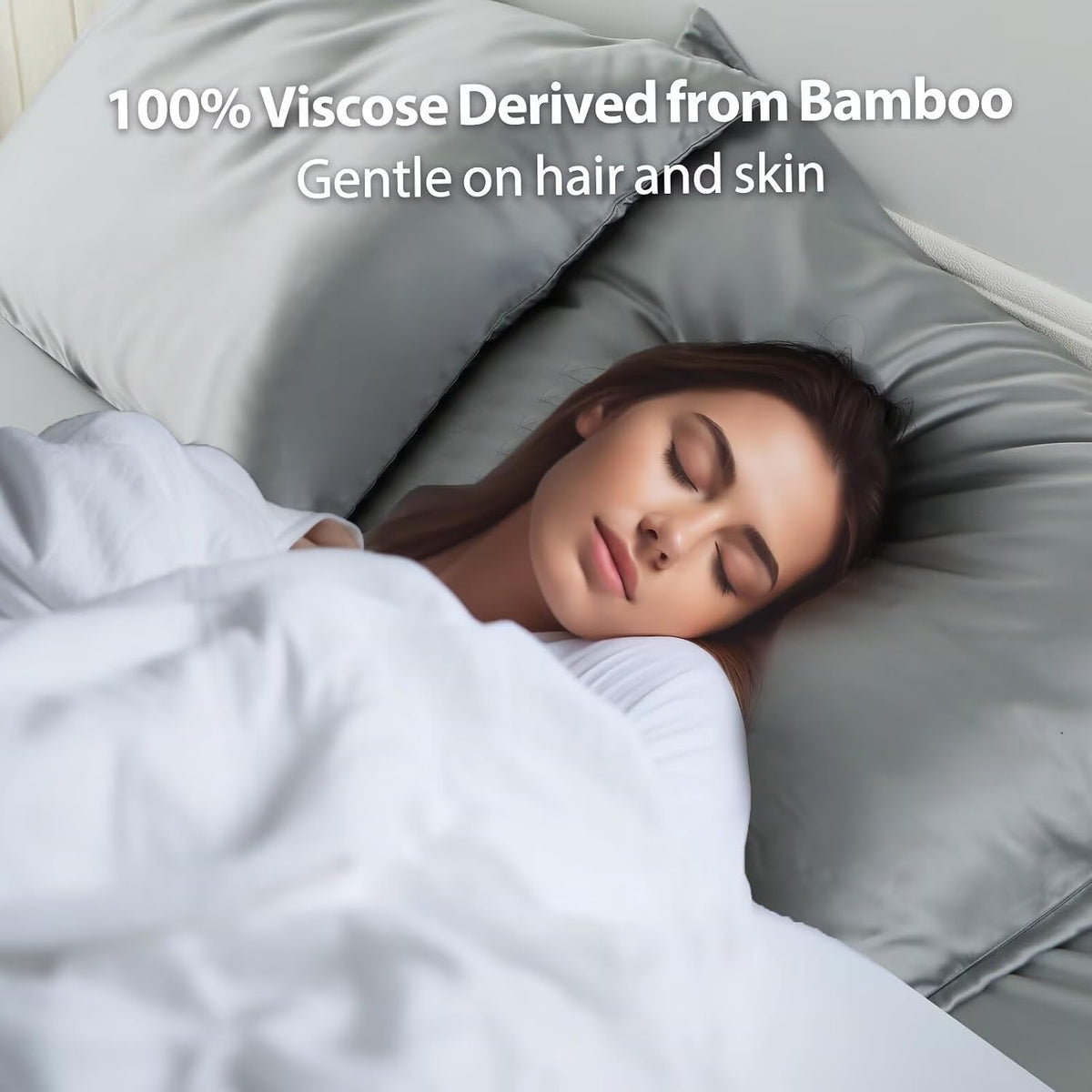 King 4 Pack bamboo pillowcases in Gray, alternate view 6