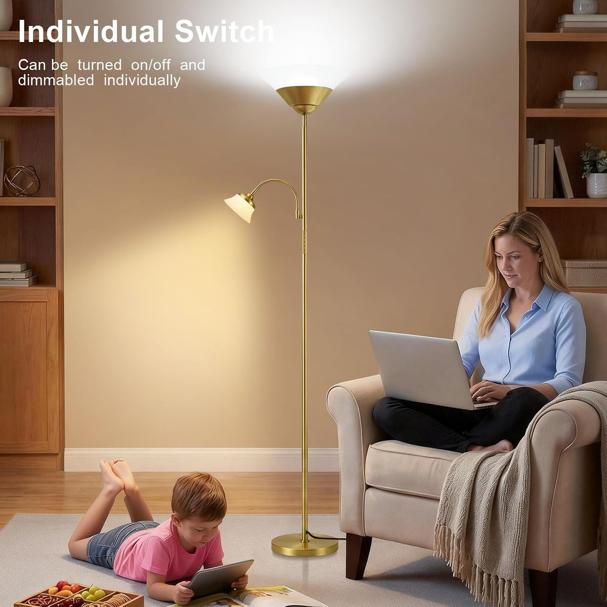 12.9"D x 7.7"W x 17.1"H plastic floor lamps, alternate view 3