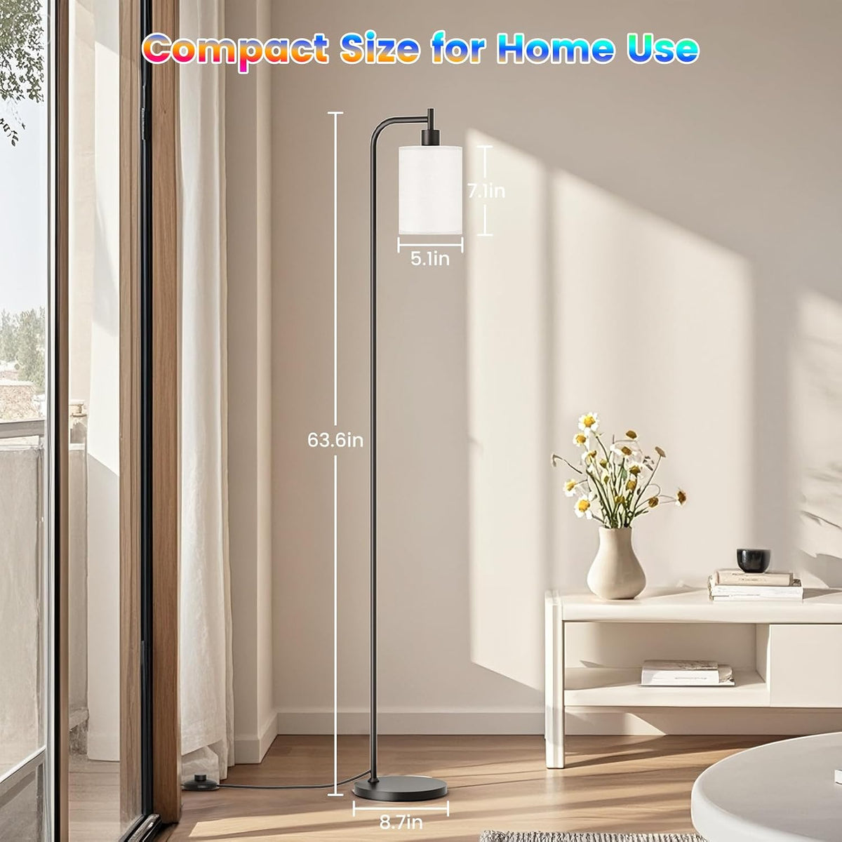 8.66"D x 8.66"W x 63.36"H metal floor lamps, alternate view 5