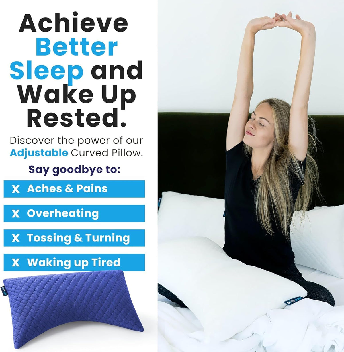 King memory foam pillows in Blue, alternate view 7