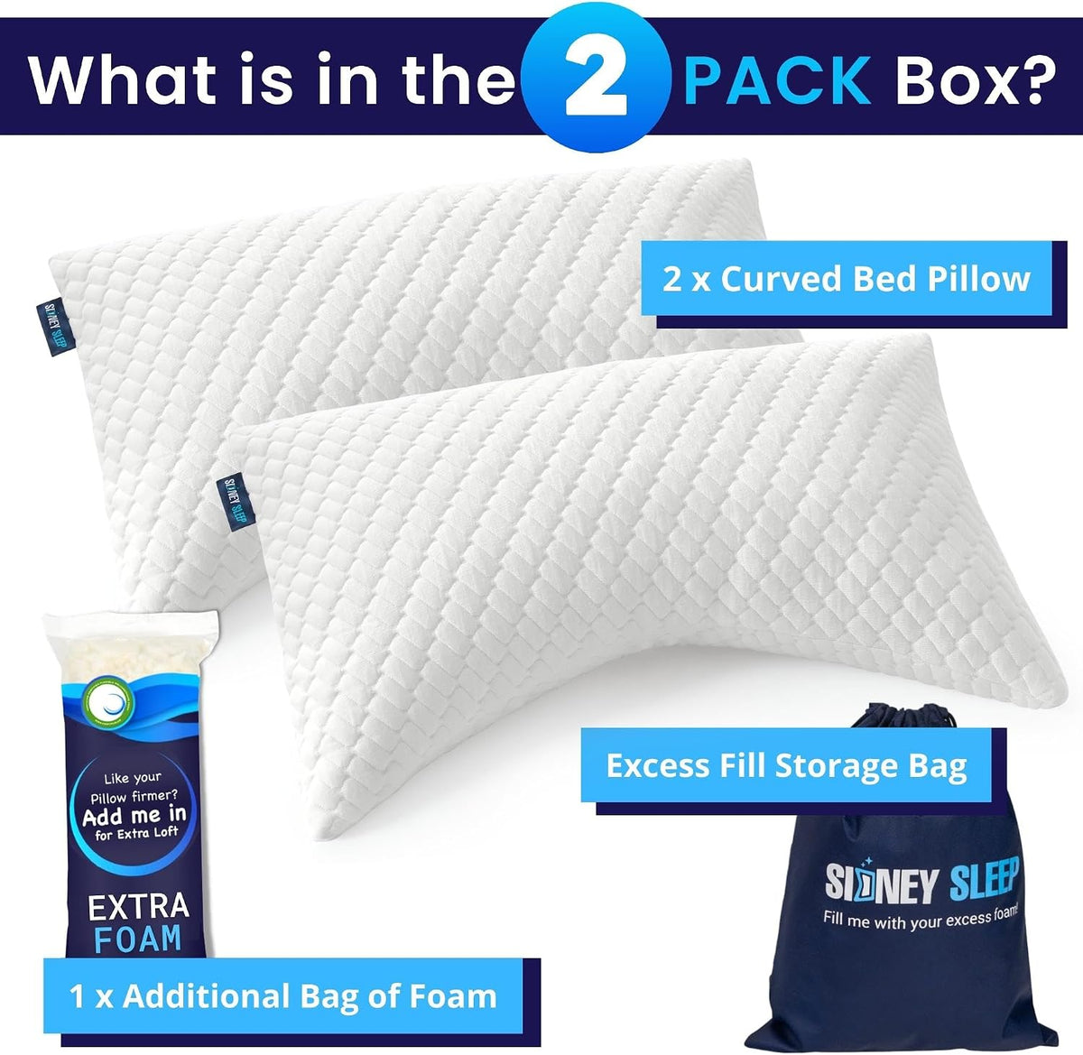 Queen shredded memory foam pillows in White, alternate view 5