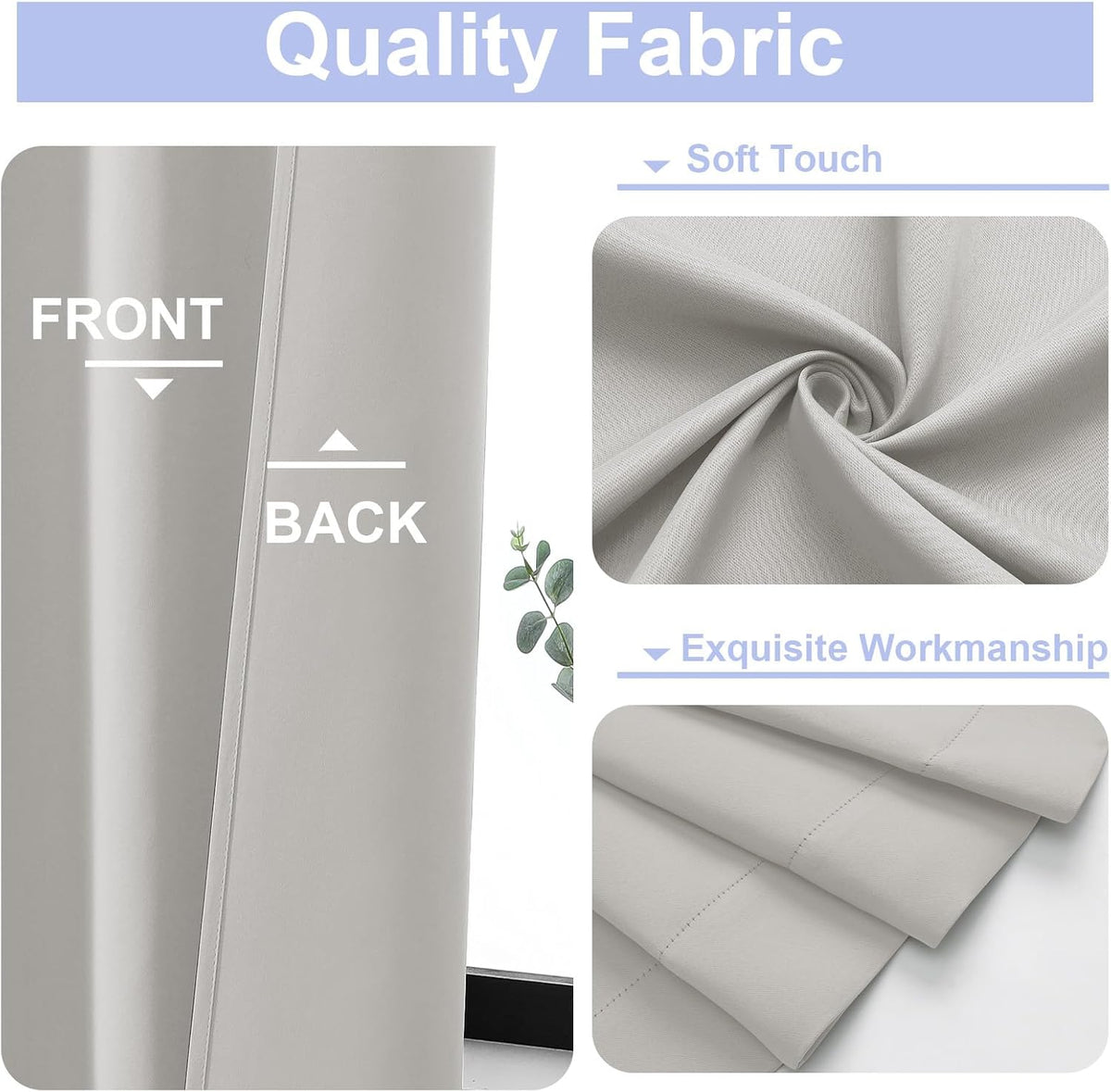 108"L x 50"W fabric curtains in Natural, alternate view 3