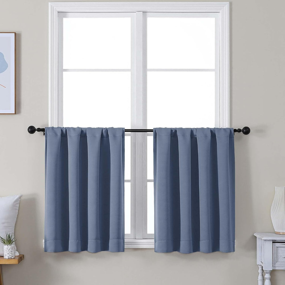 24"L x 30"W polyester curtains in Denim