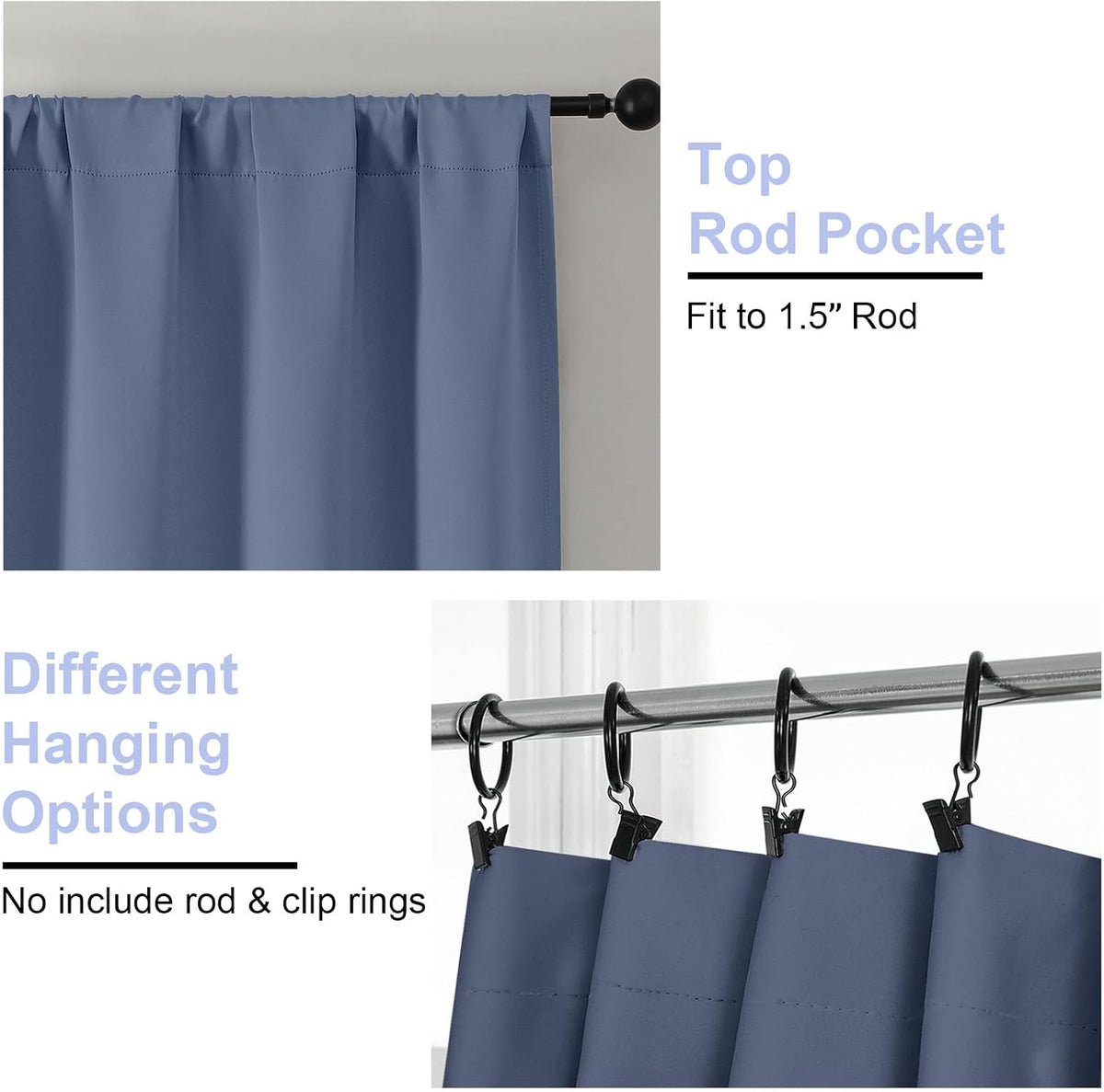 24"L x 30"W polyester curtains in Denim, alternate view 4