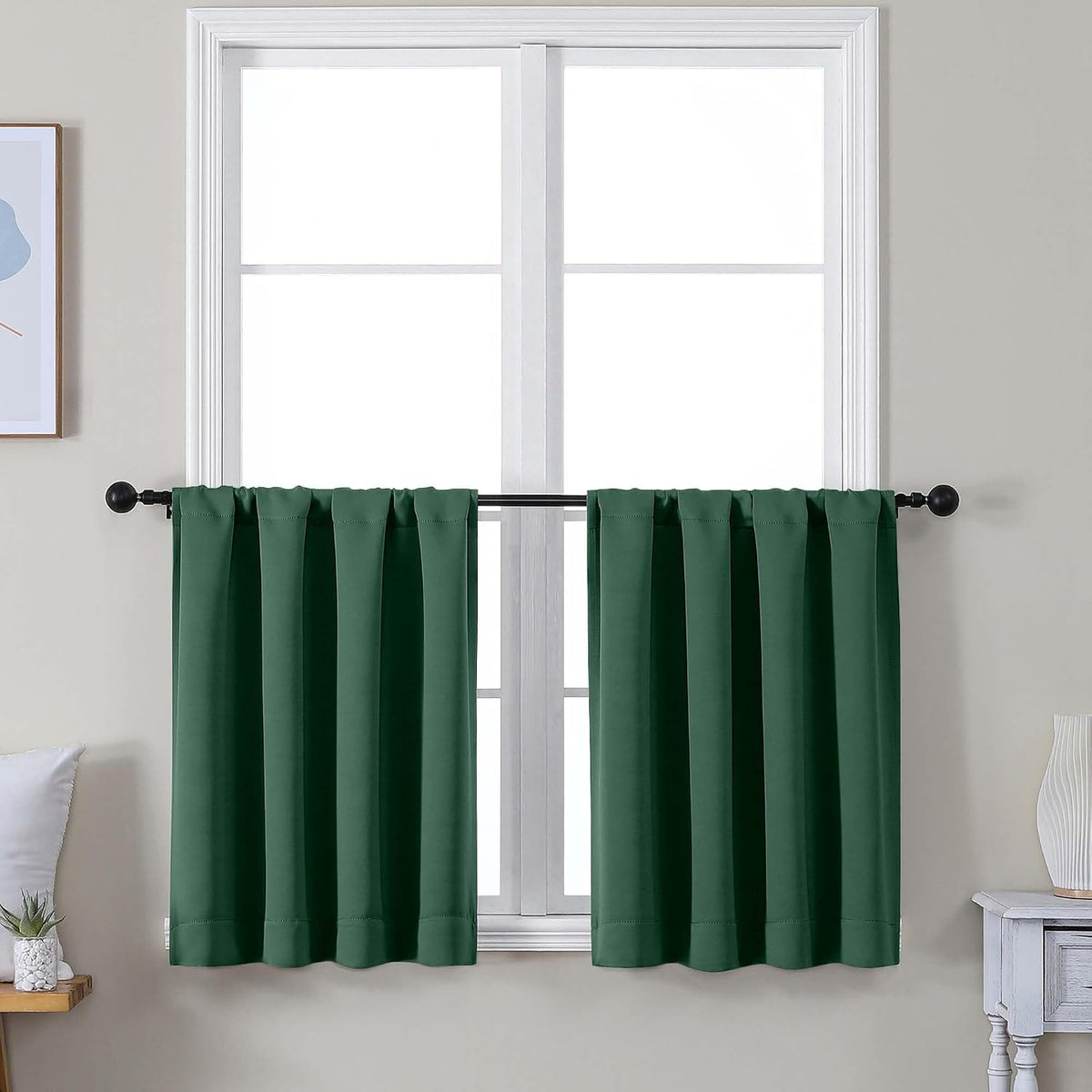 30"L x 30"W polyester curtains in Ever Green