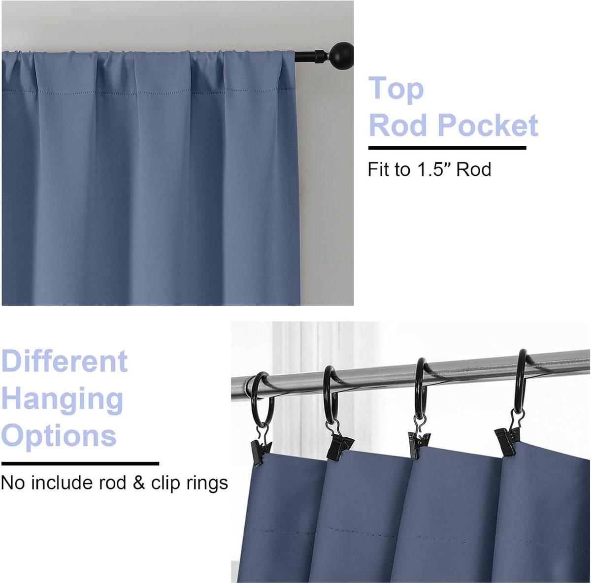 36"L x 40"W fabric curtains in Denim Blue, alternate view 3