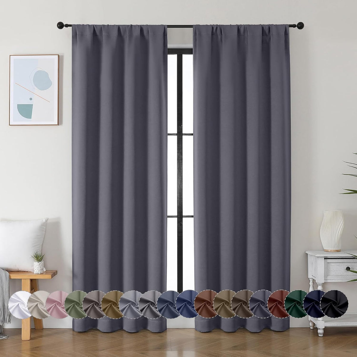 84"L x 40"W fabric curtains in Grey