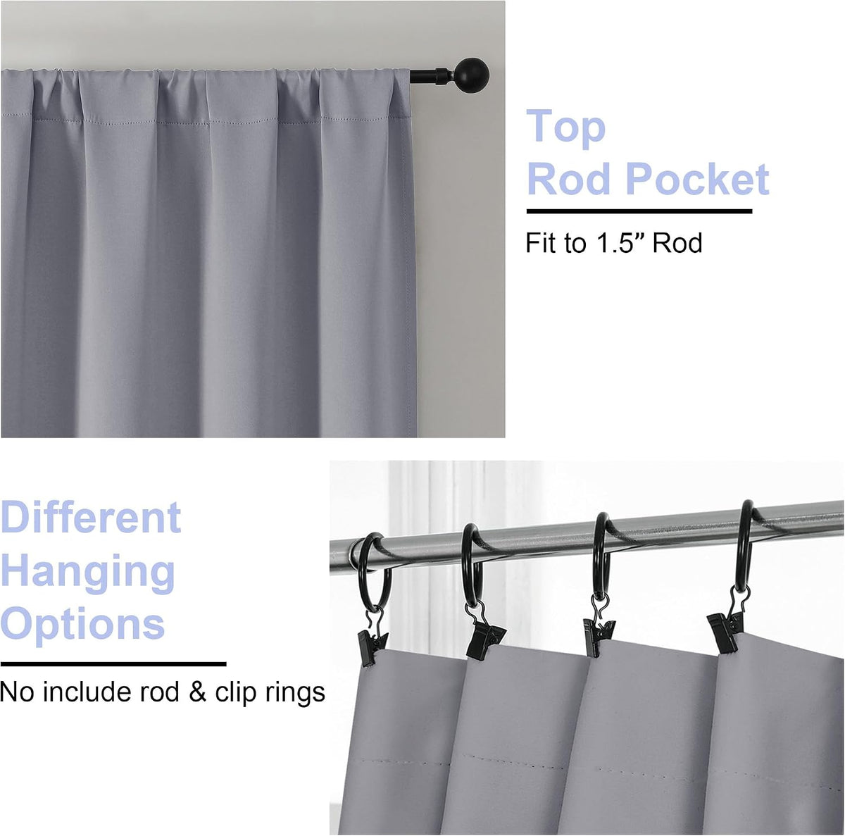 84"L x 40"W fabric curtains in Silver Grey, alternate view 4