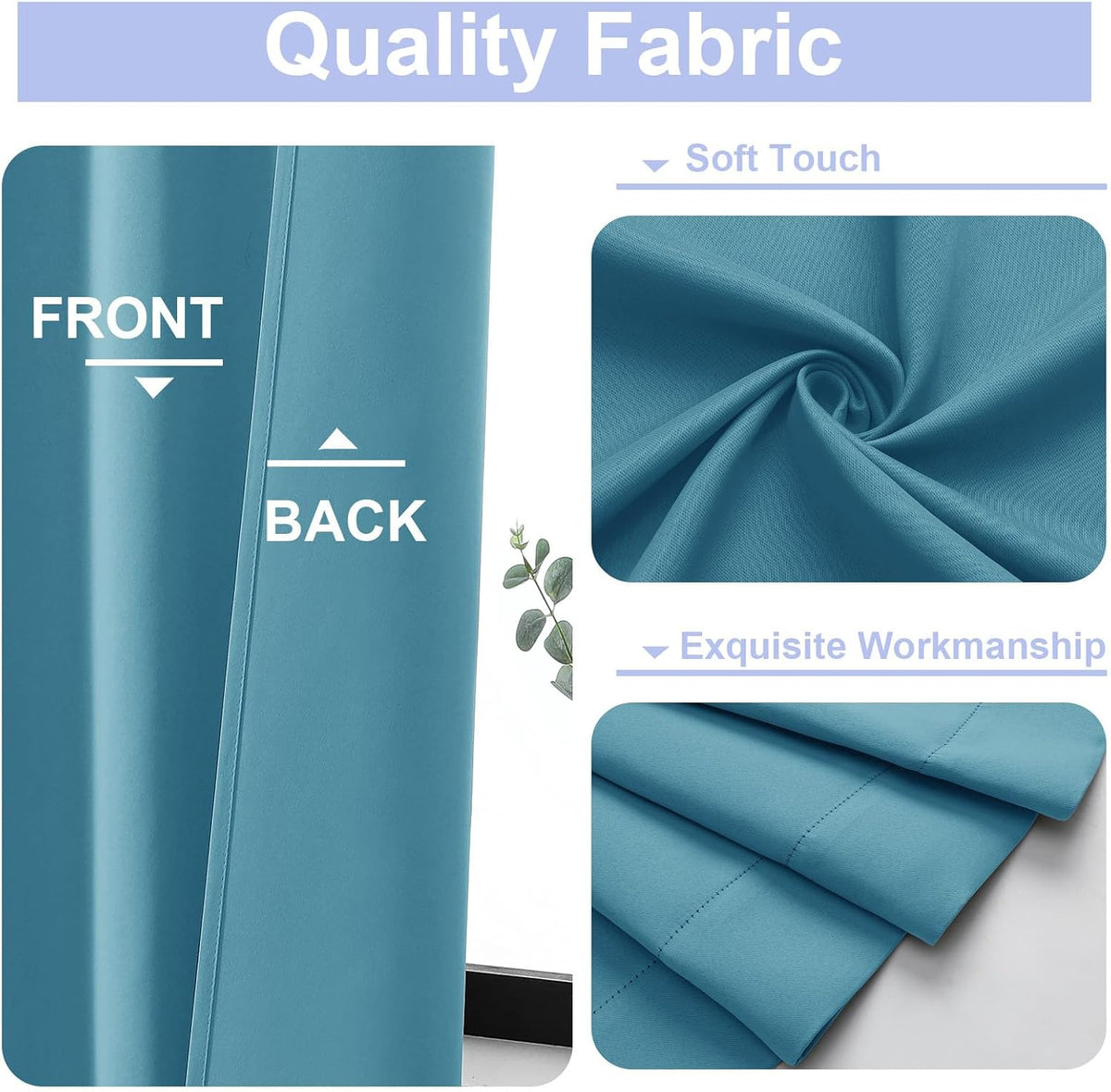 84"L x 50"W polyester curtains in Turquoise, alternate view 3