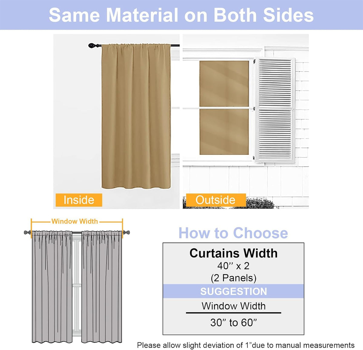 90"L x 40"W fabric curtains in Gold, alternate view 8