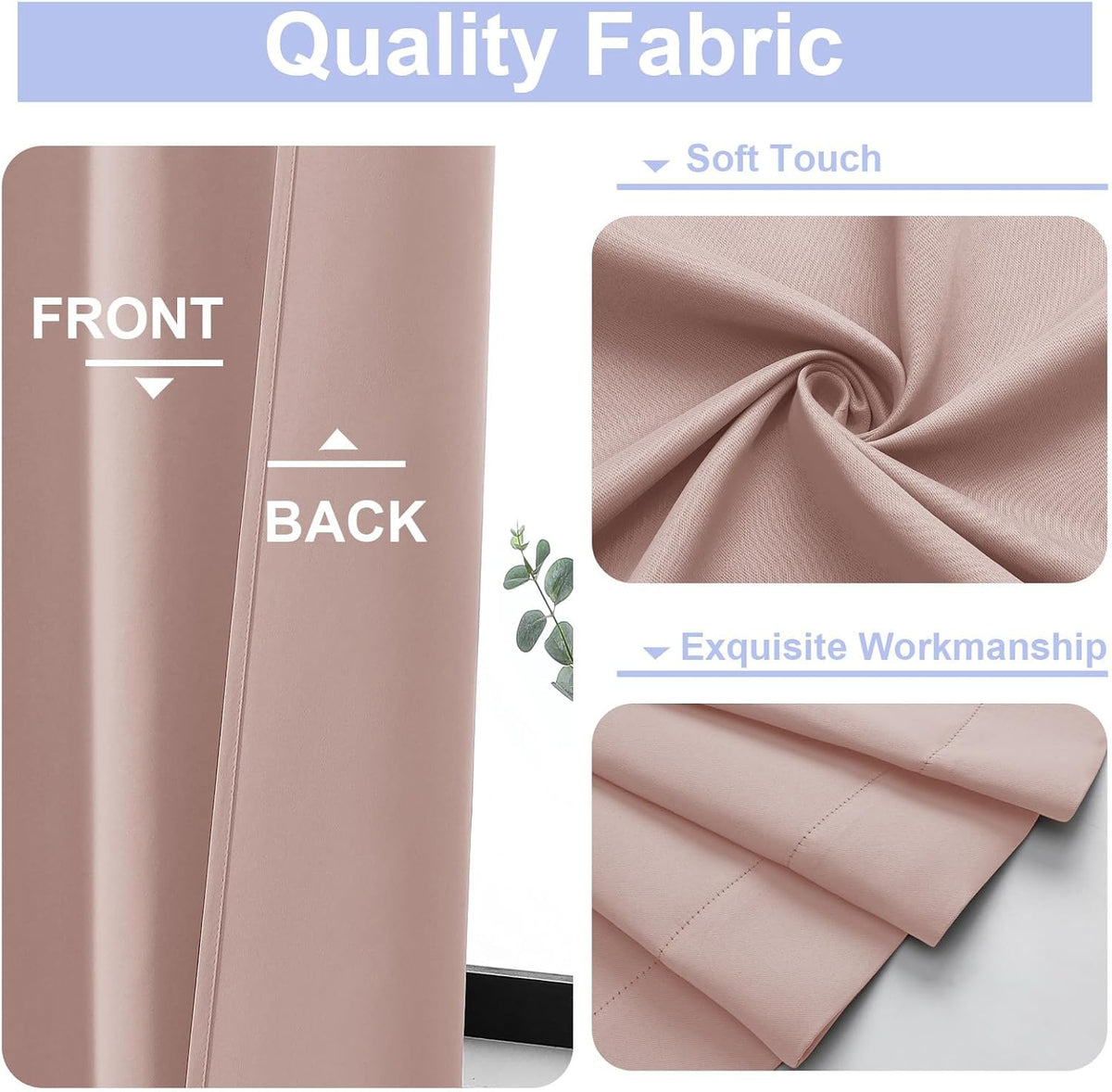 90"L x 50"W fabric curtains in Blush, alternate view 3