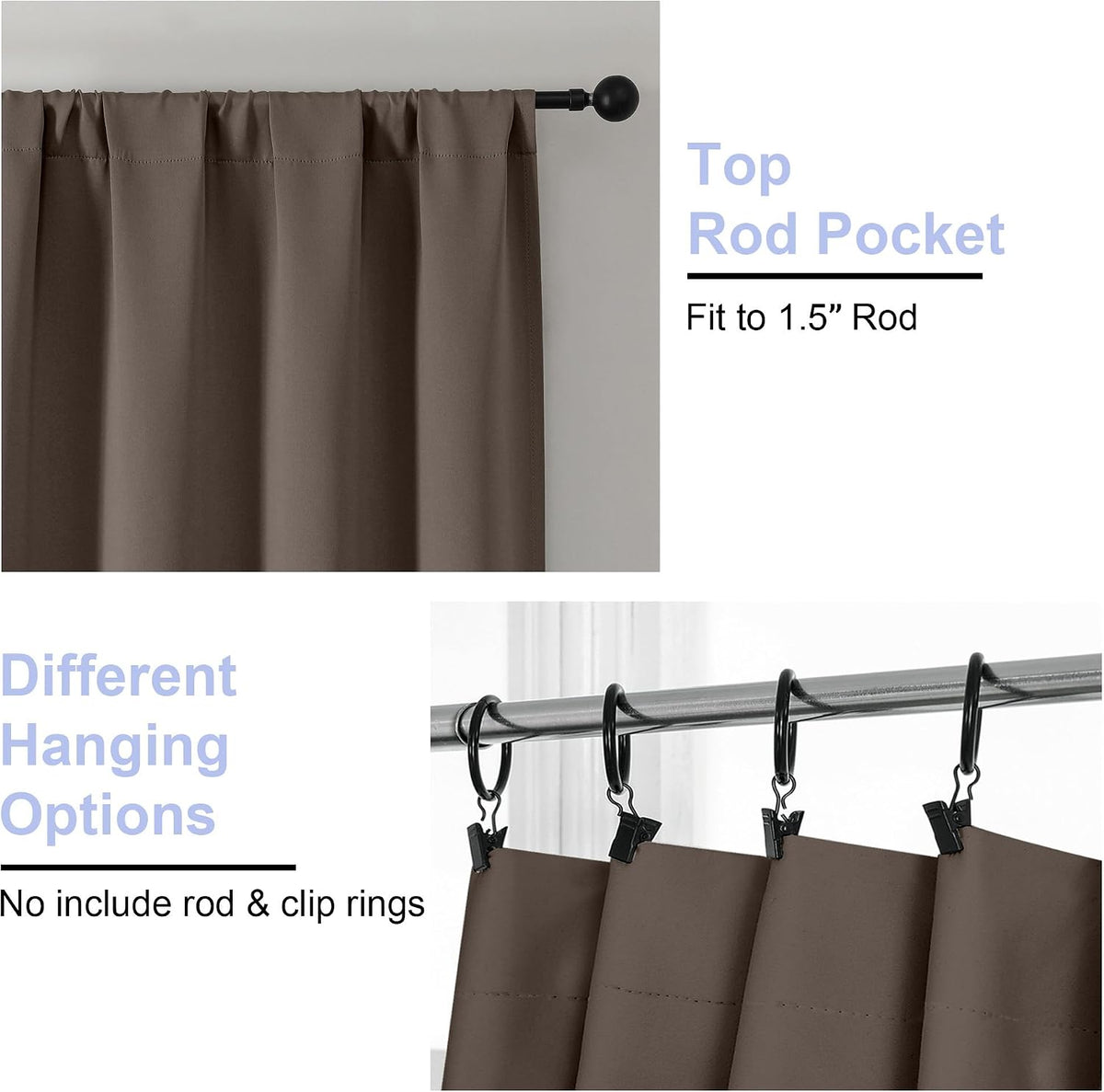 96"L x 40"W fabric curtains in Brown, alternate view 3