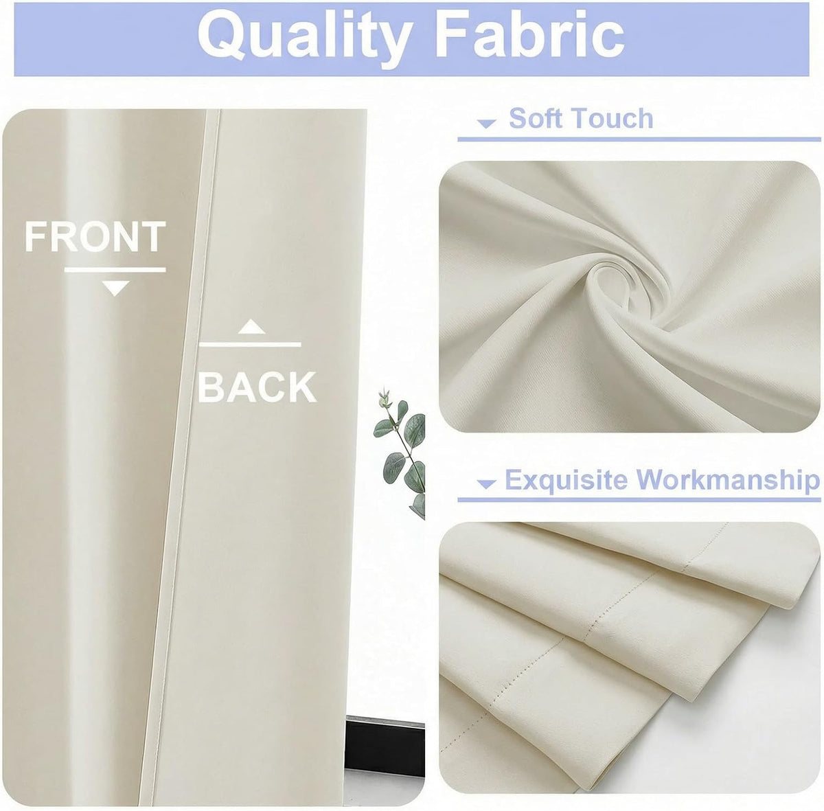 96"L x 40"W polyester curtains in Light Beige, alternate view 3