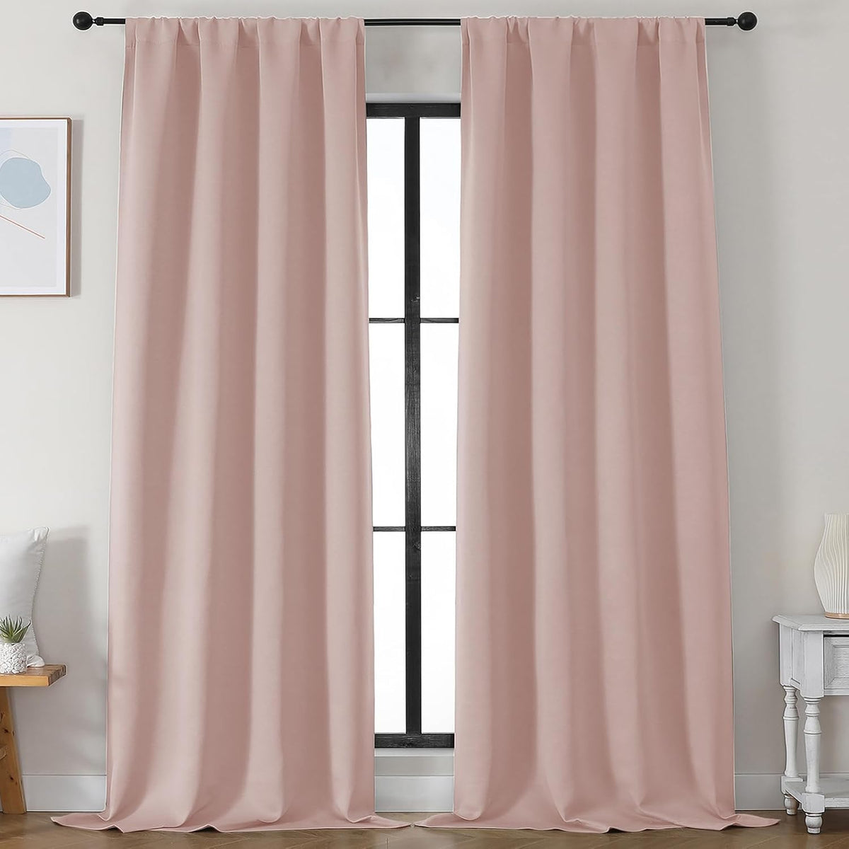 96"L x 50"W fabric curtains in Blush