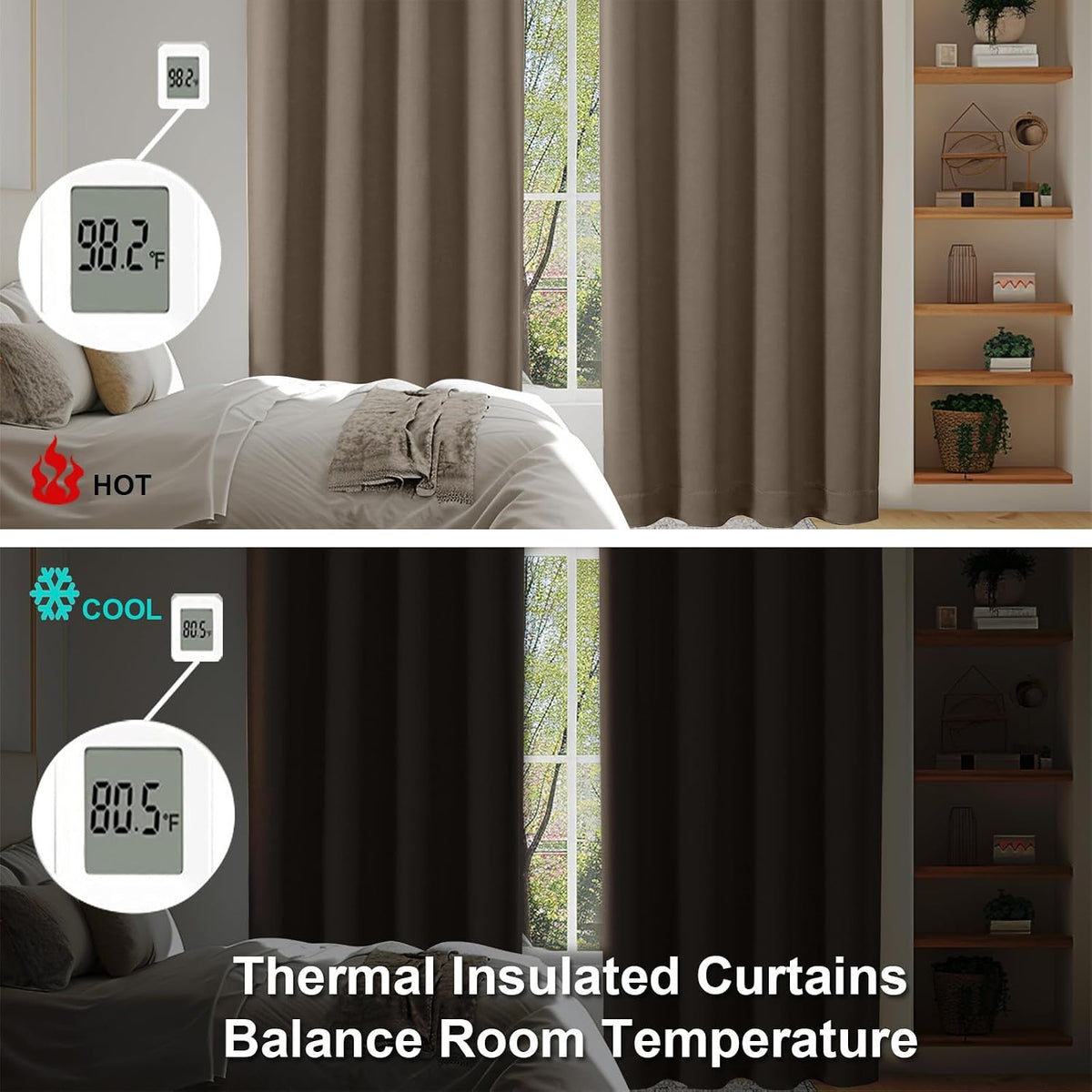 96"L x 50"W polyester curtains in Brown, alternate view 6