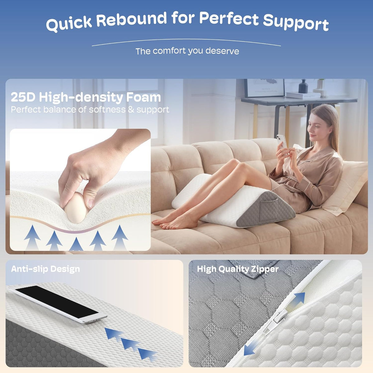 23.6"x18.9"x8" foam wedge pillows in White Leg Pillow, alternate view 6