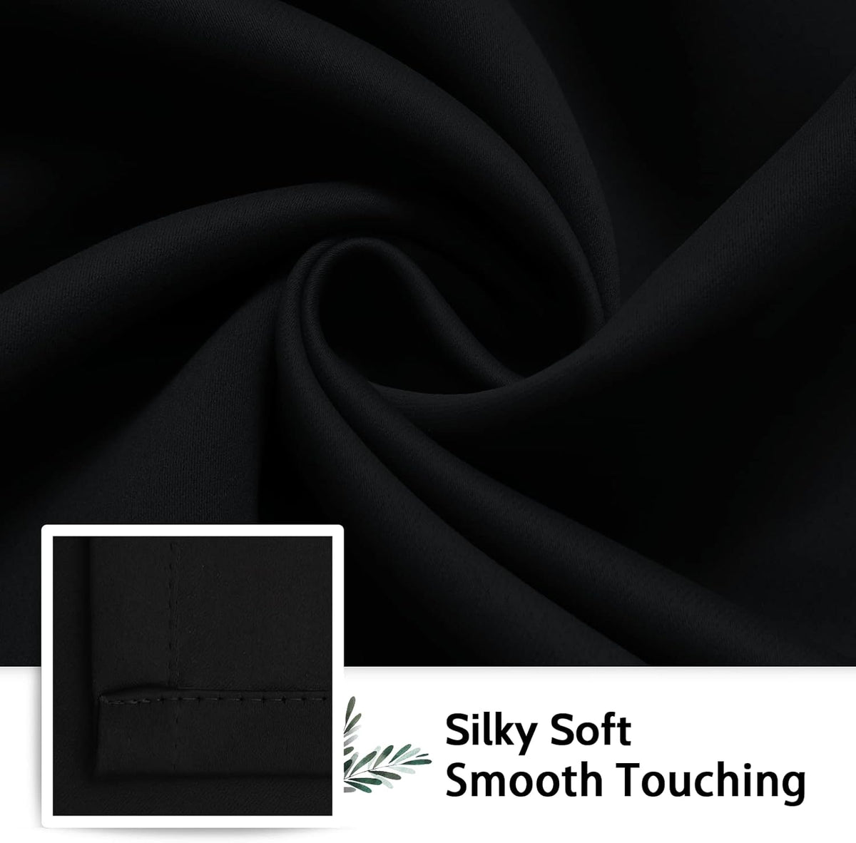 63"L x 52"W polyester curtains in Black, alternate view 6