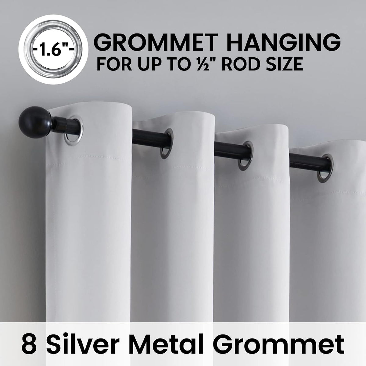 84"L x 52"W polyester curtains in White, alternate view 5