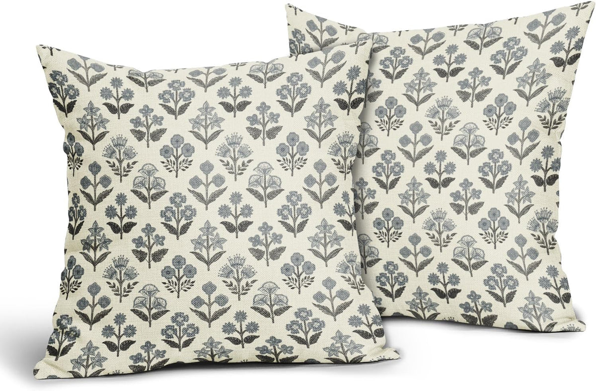 16"L x 16"W linen throw pillow accessories in Black Dusty Blue, alternate view 2