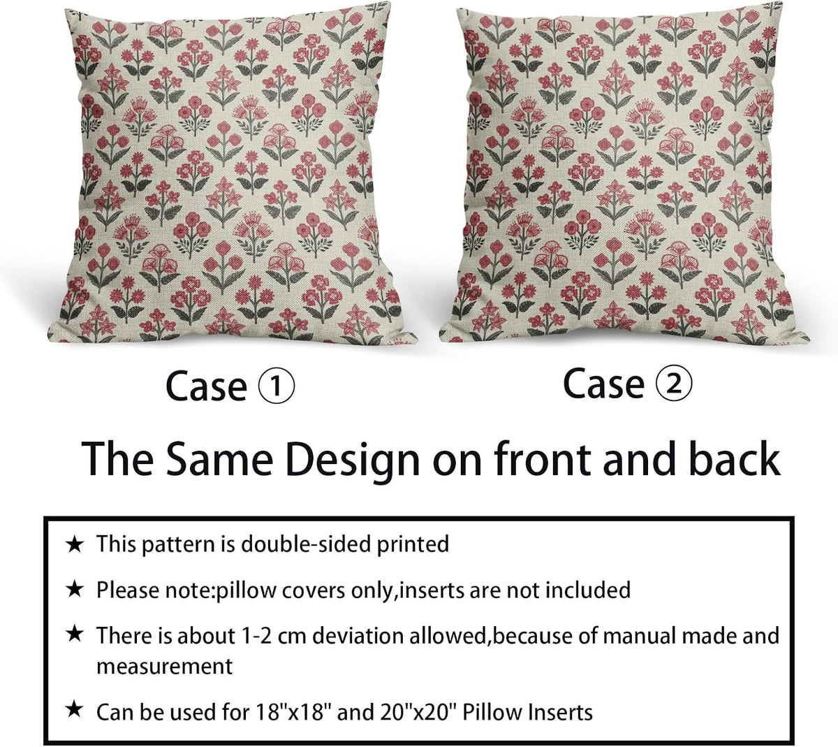 18"L x 18"W linen throw pillow accessories in Black Red, alternate view 6