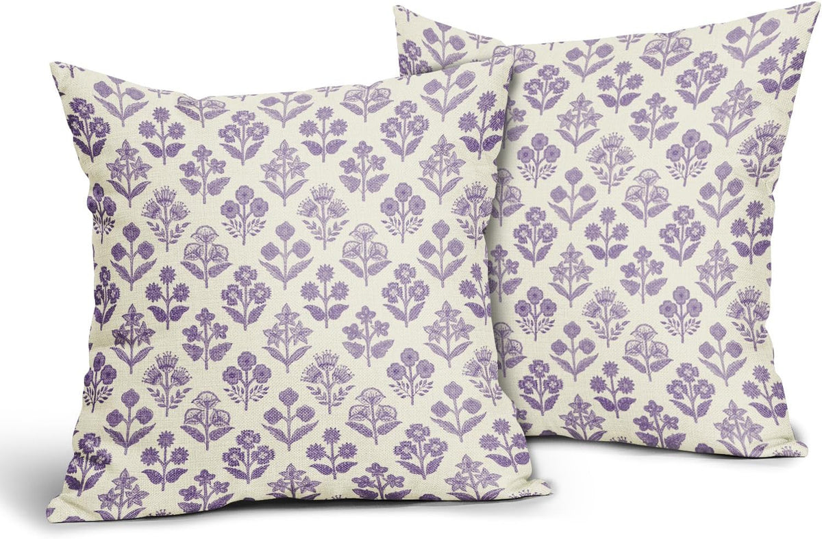 18"L x 18"W linen throw pillow accessories in Purple, alternate view 2