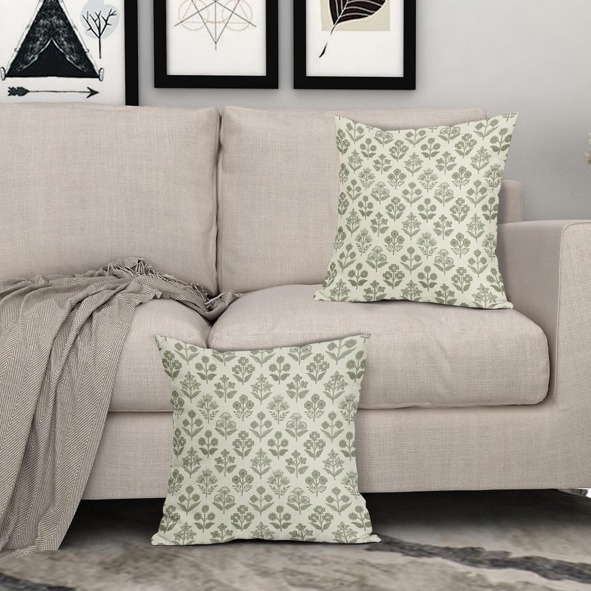 18"L x 18"W linen throw pillow accessories in Sage Green, alternate view 3