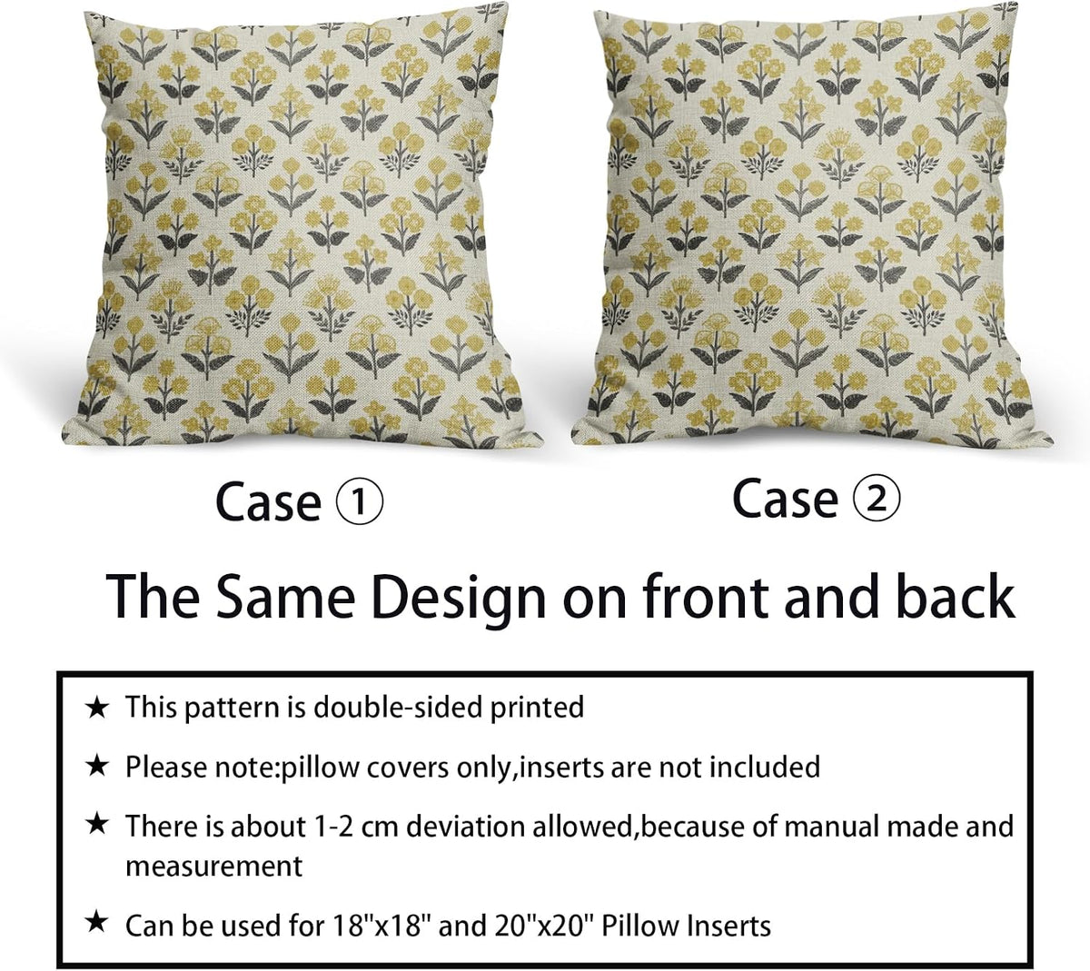 22"L x 22"W linen throw pillow accessories in Black Yellow, alternate view 6